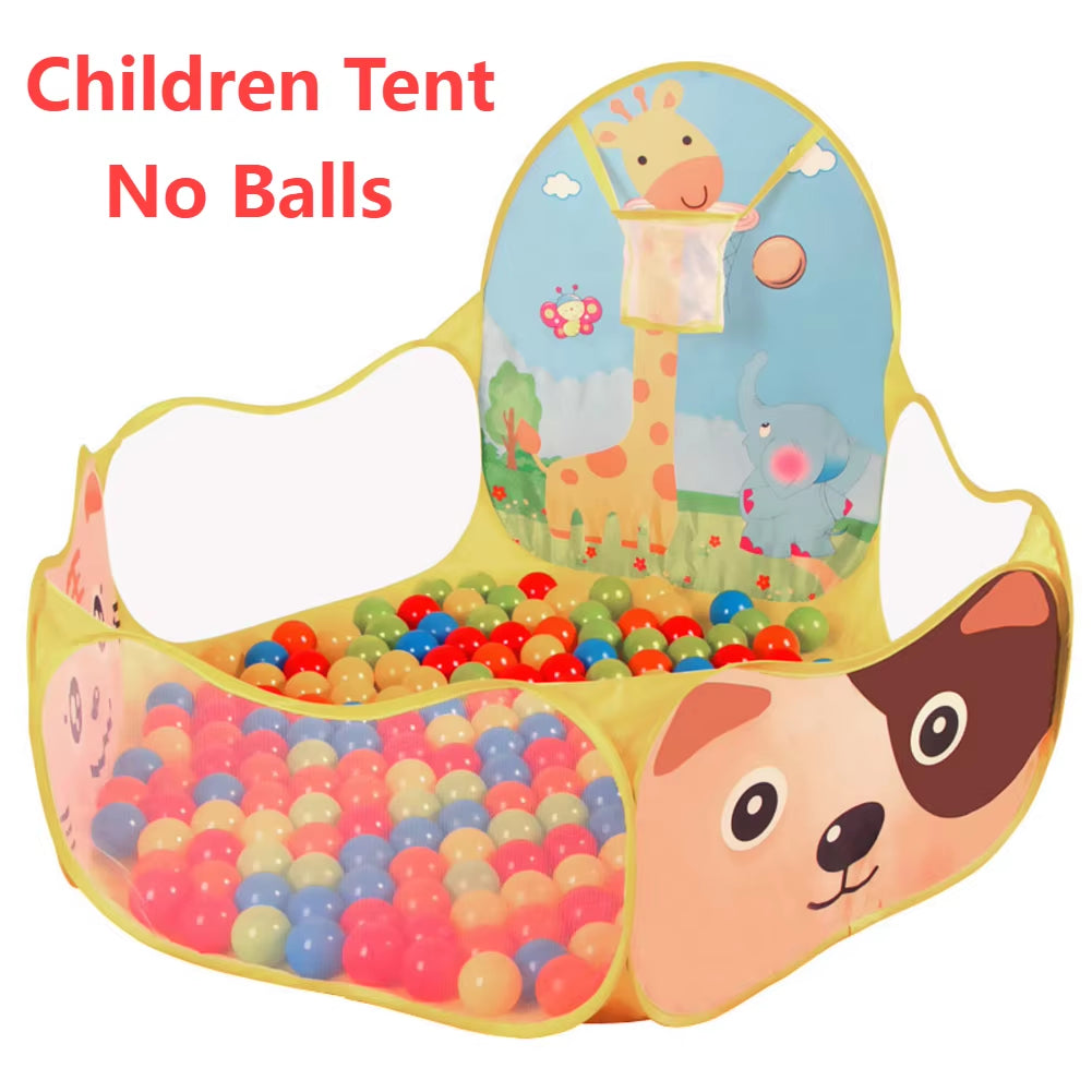 Play Tent Pit Pool/Cartoon Ball Children Tent Portable Foldable Child Outdoor Indoor Sports Educational Toy with Basket for Kids