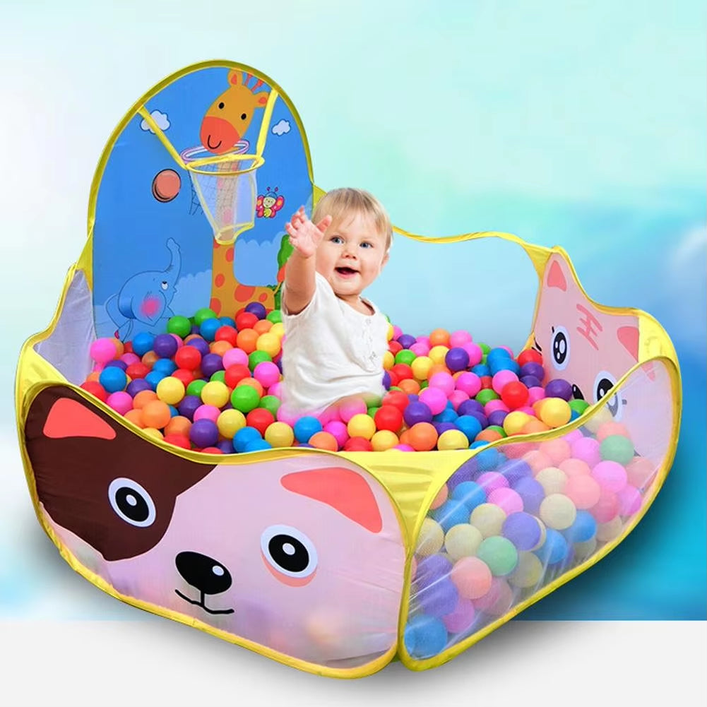 Play Tent Pit Pool/Cartoon Ball Children Tent Portable Foldable Child Outdoor Indoor Sports Educational Toy with Basket for Kids