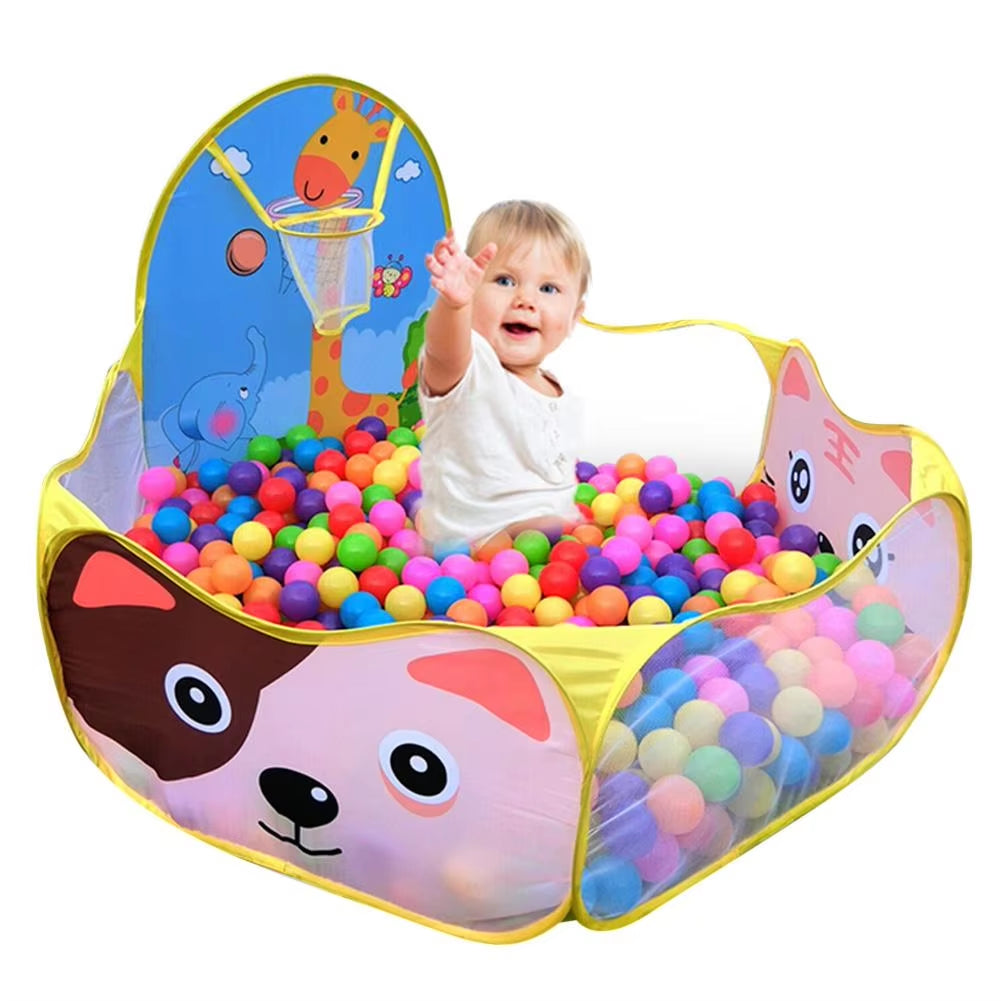 Play Tent Pit Pool/Cartoon Ball Children Tent Portable Foldable Child Outdoor Indoor Sports Educational Toy with Basket for Kids