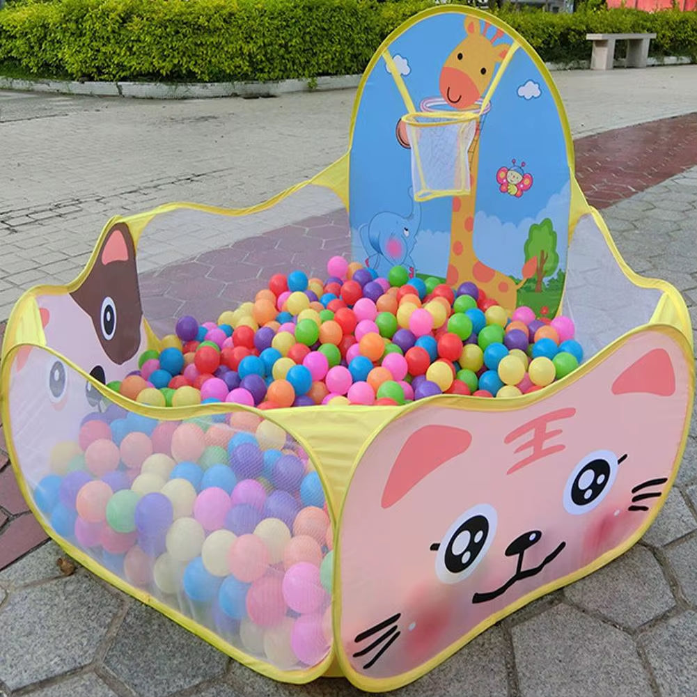 Play Tent Pit Pool/Cartoon Ball Children Tent Portable Foldable Child Outdoor Indoor Sports Educational Toy with Basket for Kids