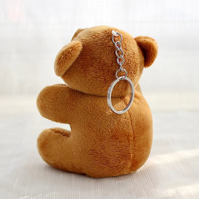 8CM Teddy Bear Cute Plush Toys Bag Keychain Car Key Holder for Pendant Doll Kids Toys Stuffed Animals Fluffy Bear Toy I0109