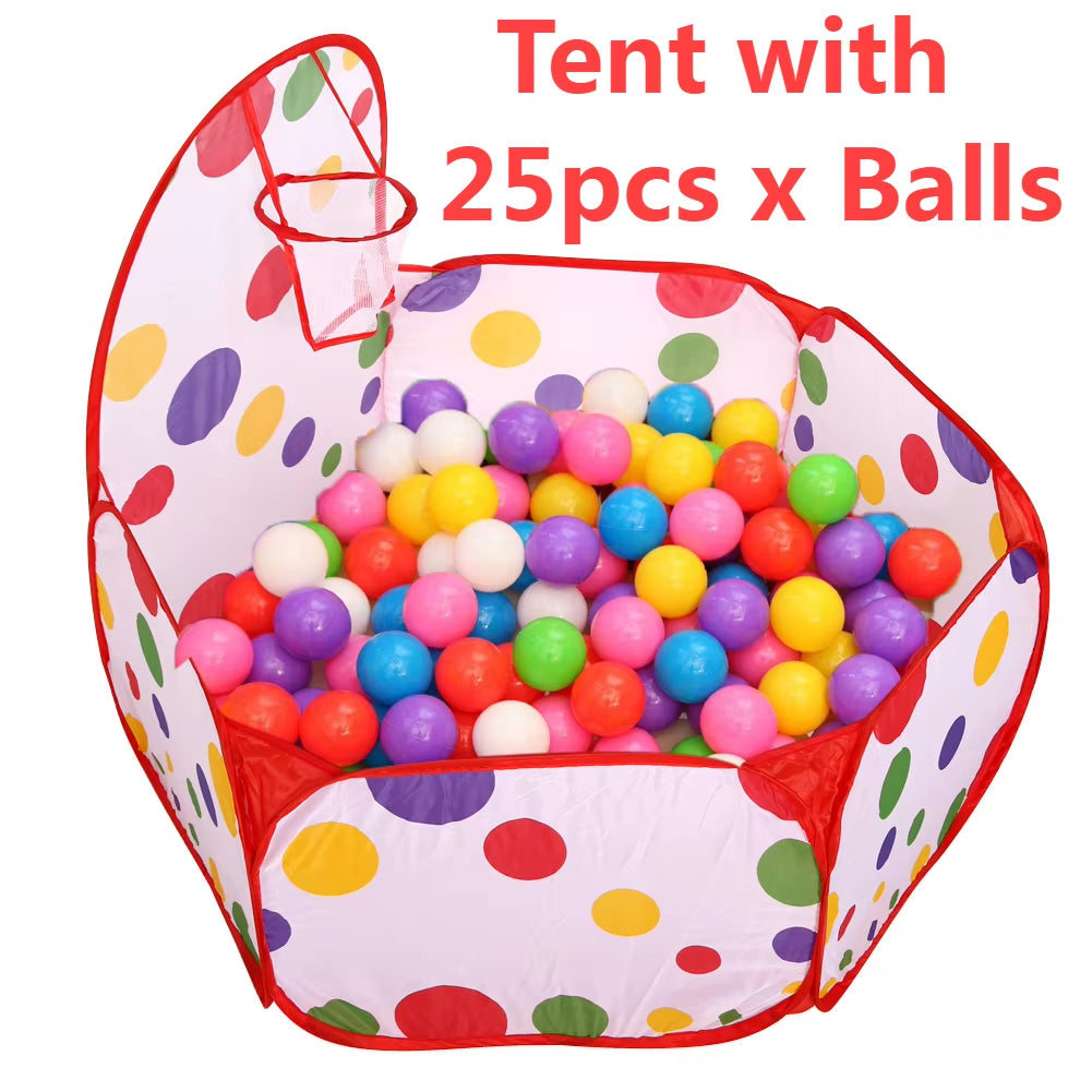 Play Tent Pit Pool/Cartoon Ball Children Tent Portable Foldable Child Outdoor Indoor Sports Educational Toy with Basket for Kids