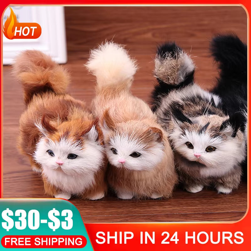 Simulation Plush Cat Toys Kids Stuffed Kitten Doll Baby Recolonization Ability Gift for Children Birthday