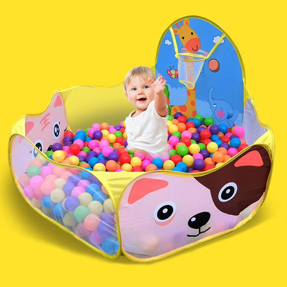 Play Tent Pit Pool/Cartoon Ball Children Tent Portable Foldable Child Outdoor Indoor Sports Educational Toy with Basket for Kids