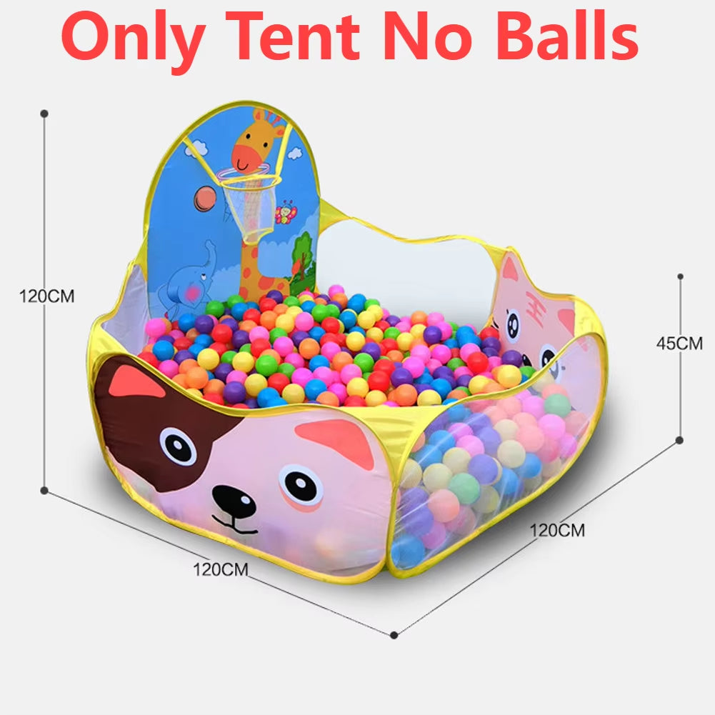 Play Tent Pit Pool/Cartoon Ball Children Tent Portable Foldable Child Outdoor Indoor Sports Educational Toy with Basket for Kids