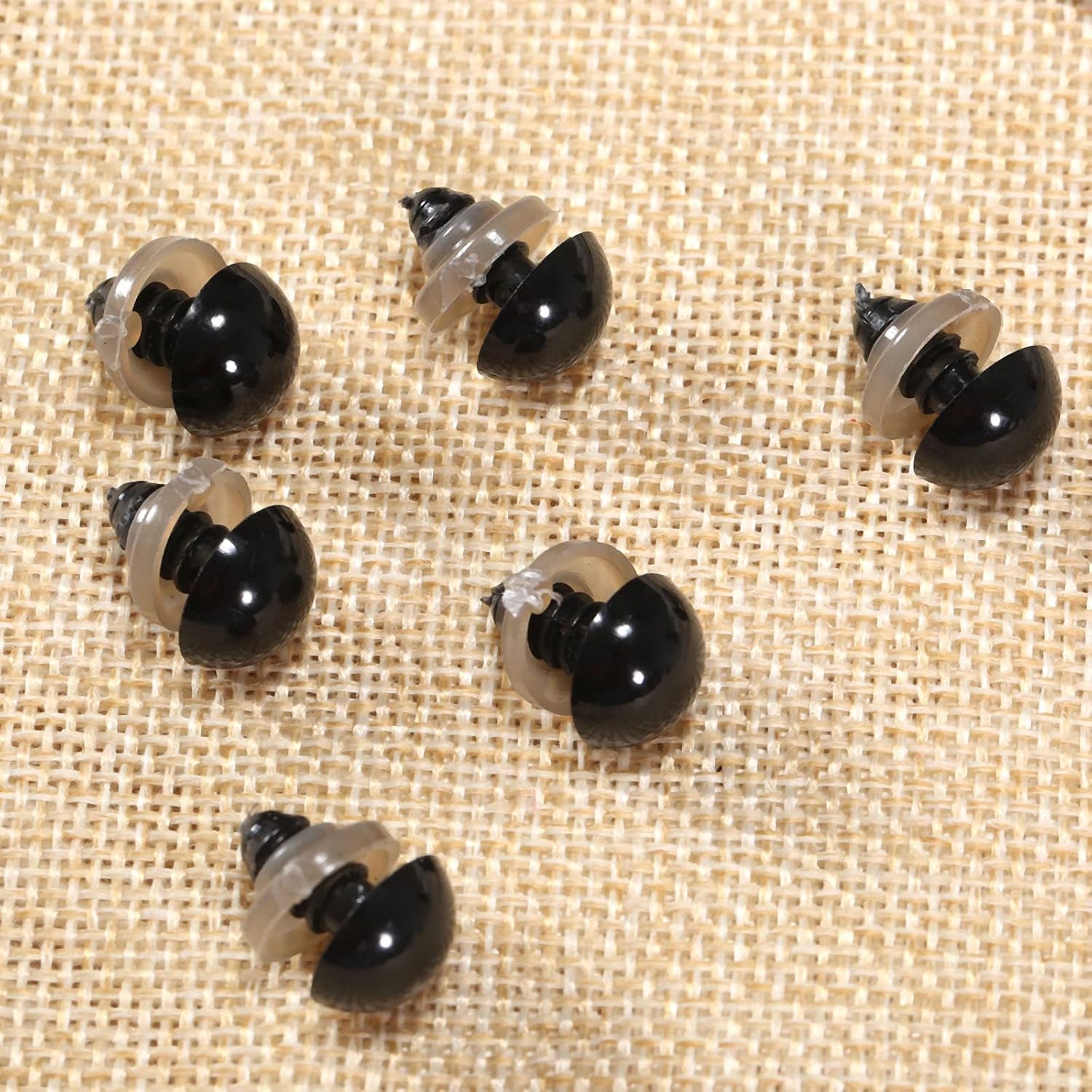 100Pcs Black Plastic Safety Eyes with Washers, Craft Eyes, for Crochet, Puppet, Plush, Stuffed Animals Making, 12Mm