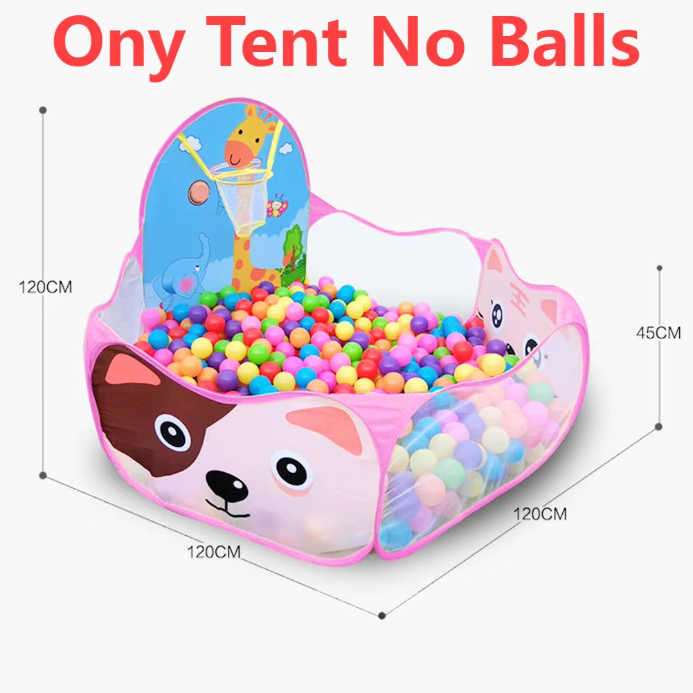 Play Tent Pit Pool/Cartoon Ball Children Tent Portable Foldable Child Outdoor Indoor Sports Educational Toy with Basket for Kids