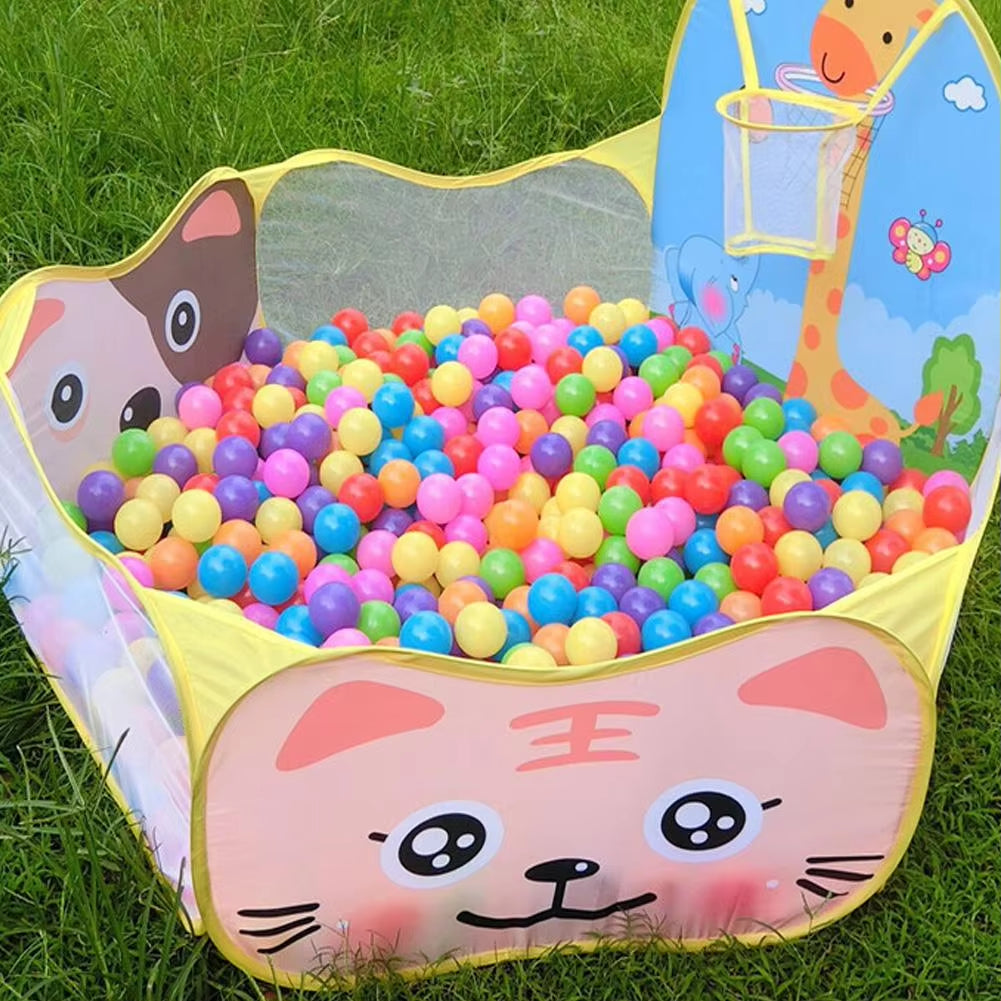 Play Tent Pit Pool/Cartoon Ball Children Tent Portable Foldable Child Outdoor Indoor Sports Educational Toy with Basket for Kids