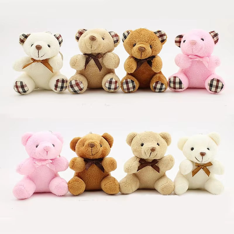 8CM Teddy Bear Cute Plush Toys Bag Keychain Car Key Holder for Pendant Doll Kids Toys Stuffed Animals Fluffy Bear Toy I0109